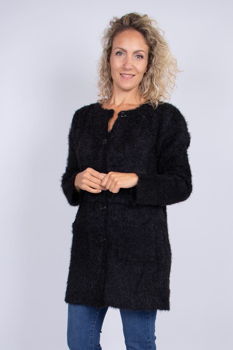 Strickjacke mit Knöpfen Schwarz