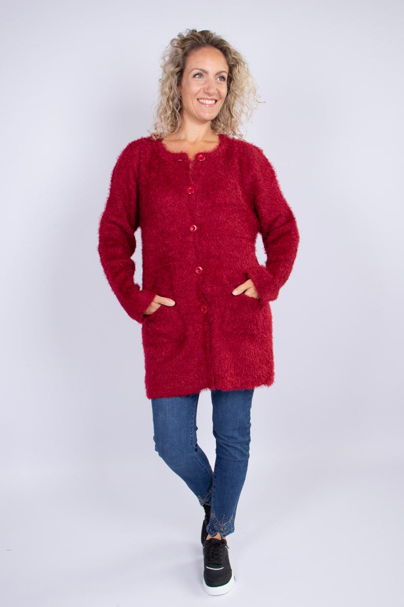 Strickjacke mit Knöpfen Rot