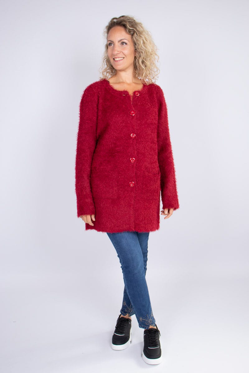 Strickjacke mit Knöpfen Rot