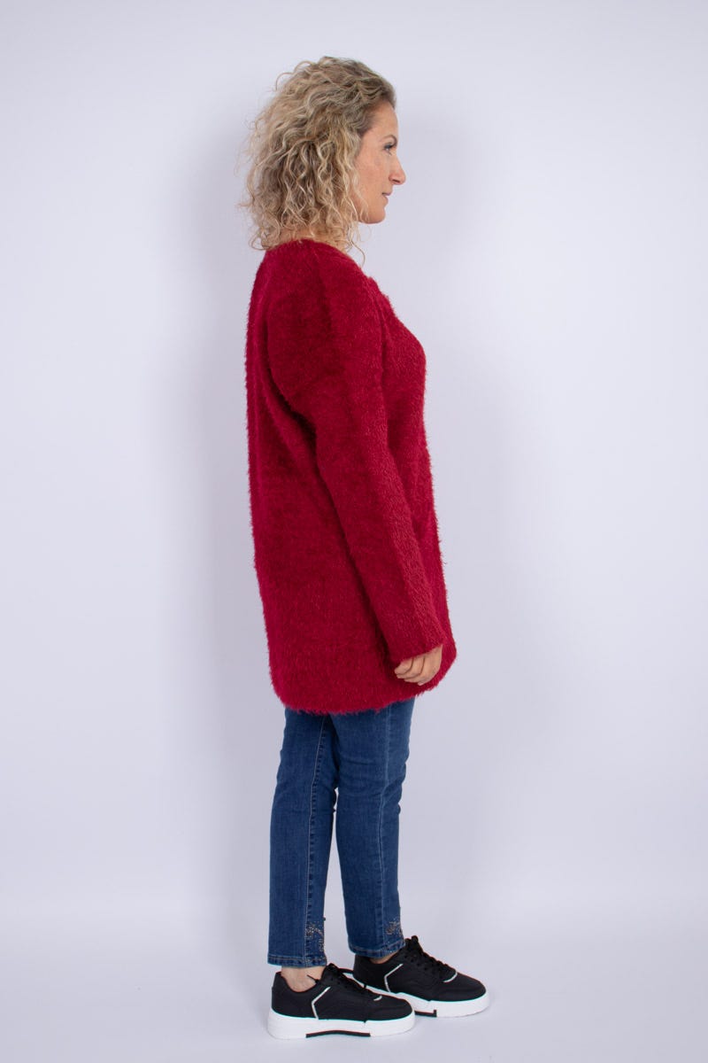 Strickjacke mit Knöpfen Rot