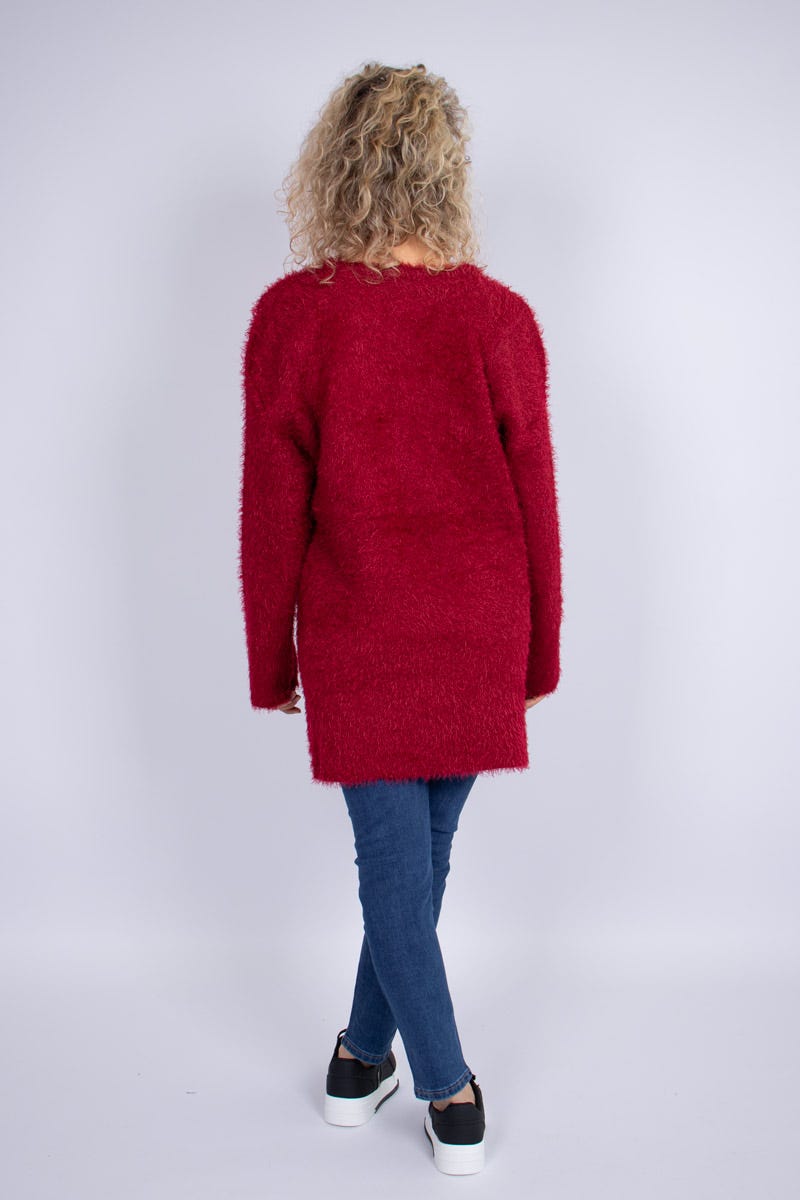 Strickjacke mit Knöpfen Rot