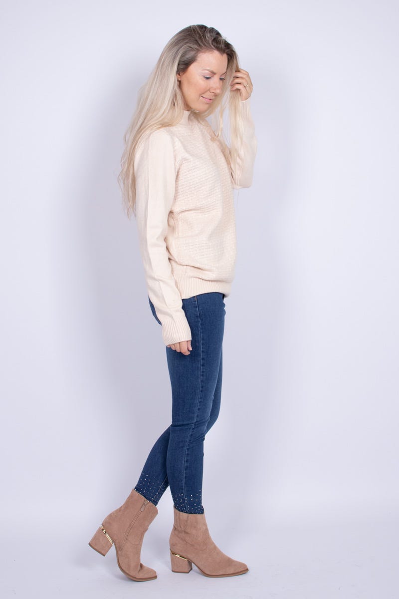 Strik m. turtleneck Beige