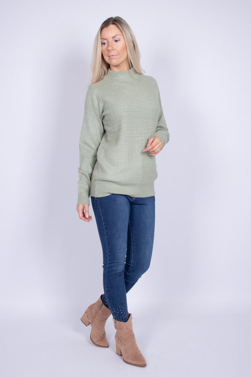 Strik m. turtleneck Mint