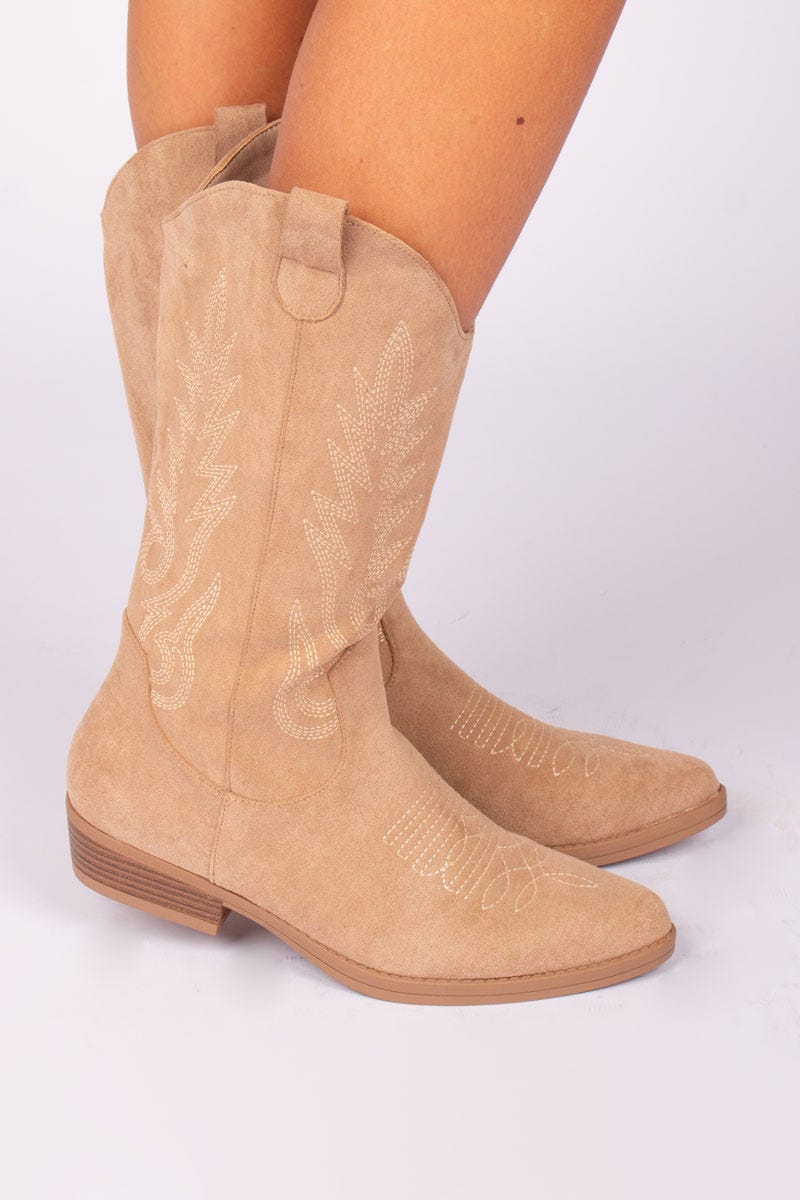 Gemusterte Cowboystiefel Beige