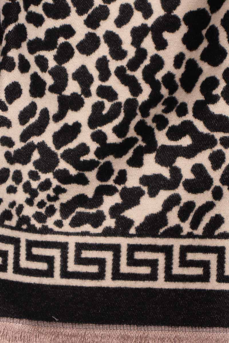 Tørklæde m. leopardprint Sort