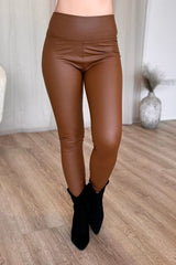 Leggings in Lederoptik Camel 