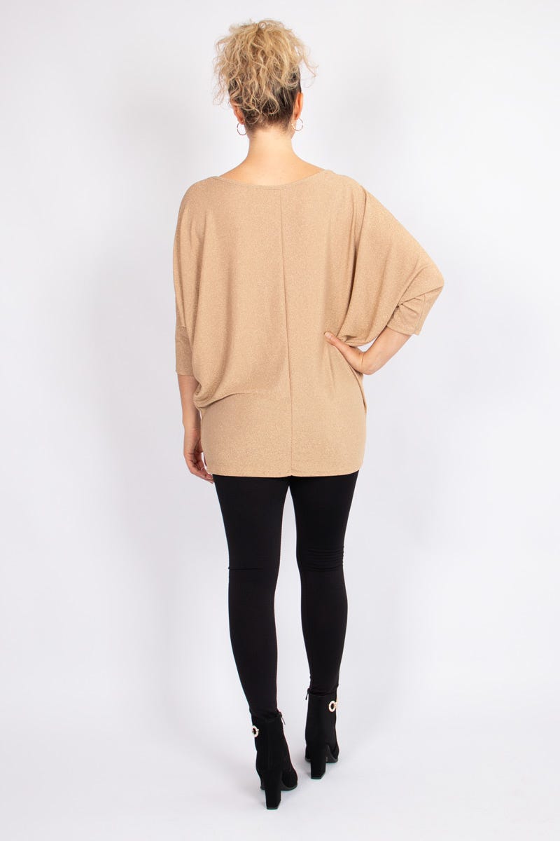 Batwing bluse m. glimmer Guld