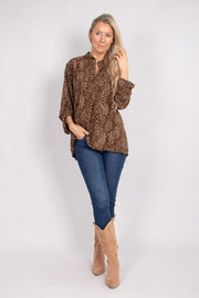 Adeline bluse m. leoprint Brun