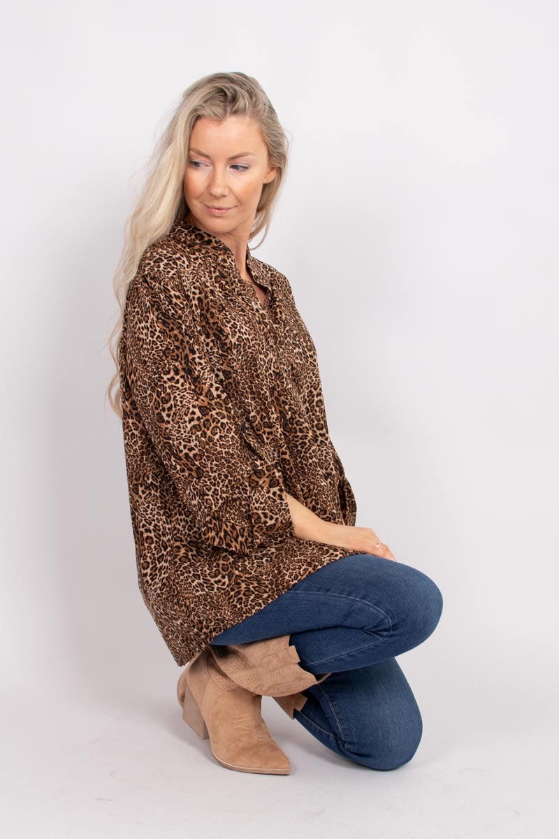 Adeline Bluse mit Leopardenmuster Braun