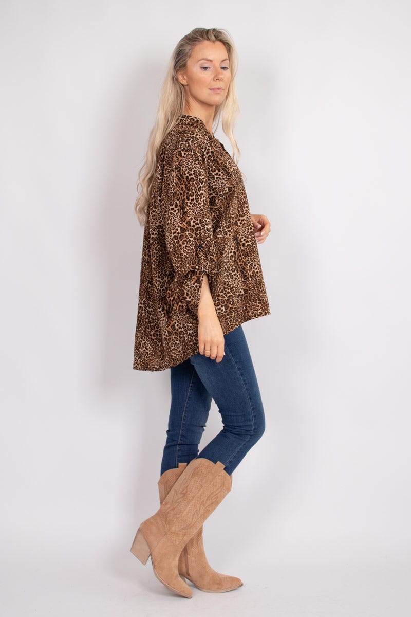 Adeline Bluse mit Leopardenmuster Braun