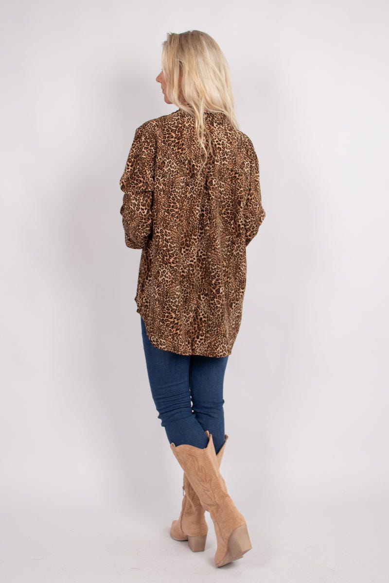 Adeline Bluse mit Leopardenmuster Braun