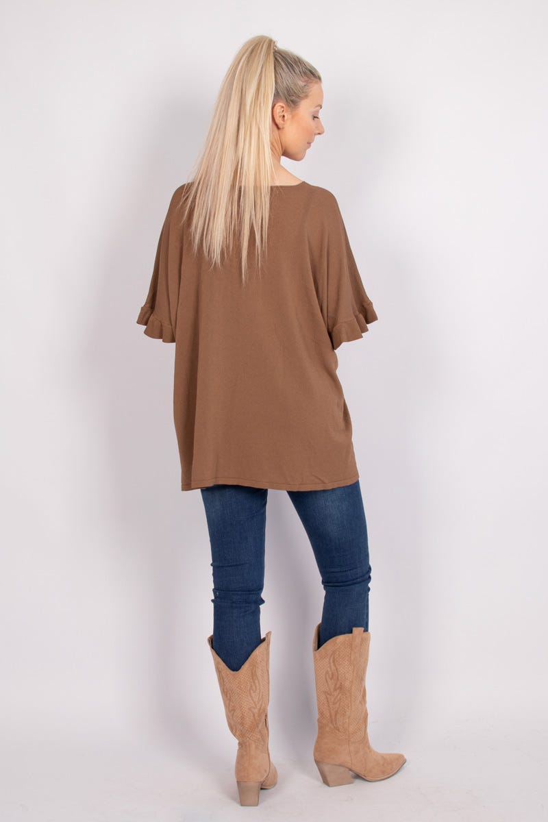 T-shirt m. stjerner Taupe