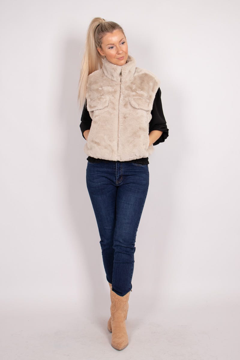 Faux fur vest Beige