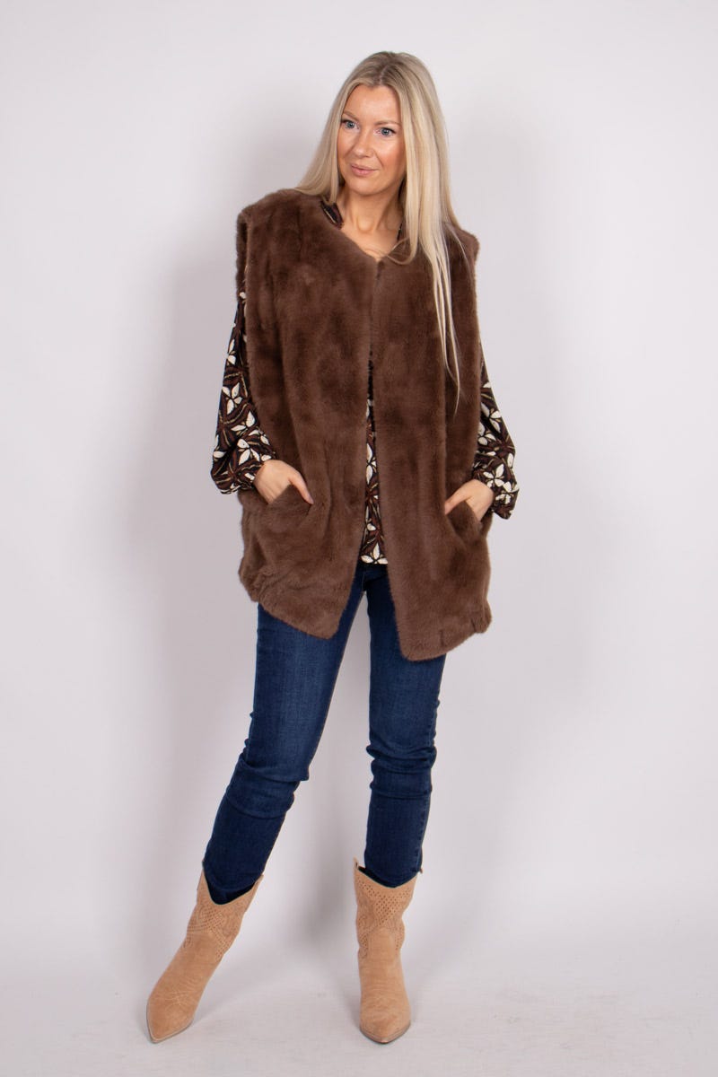 Faux fur vest Brun