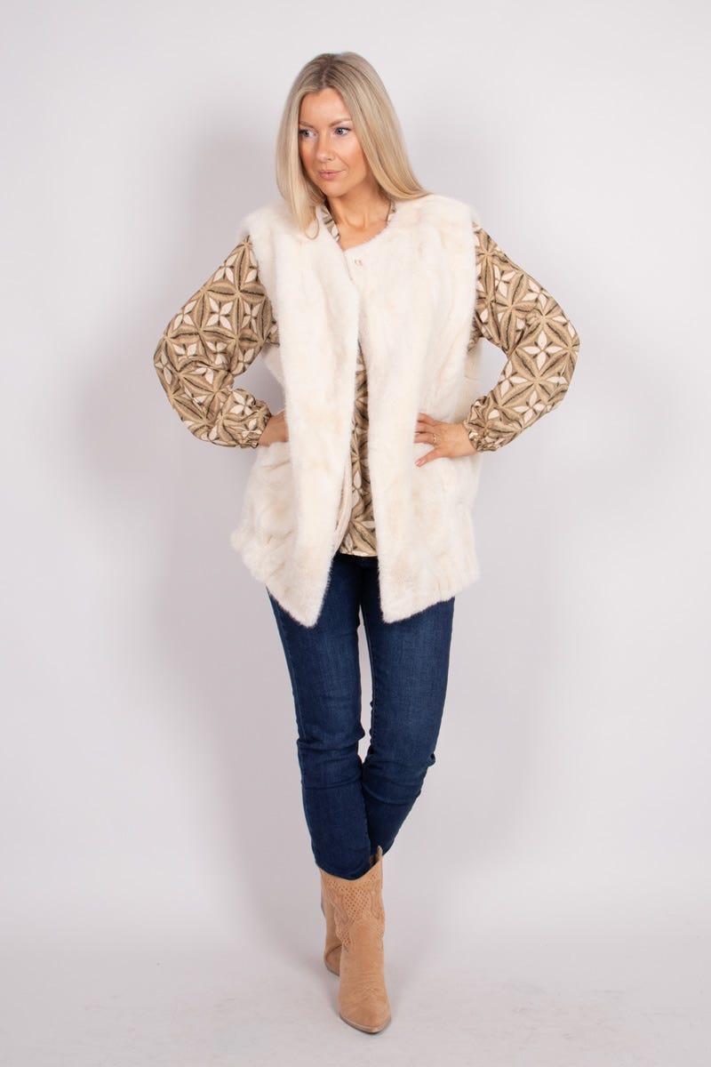 Faux fur vest Hvid