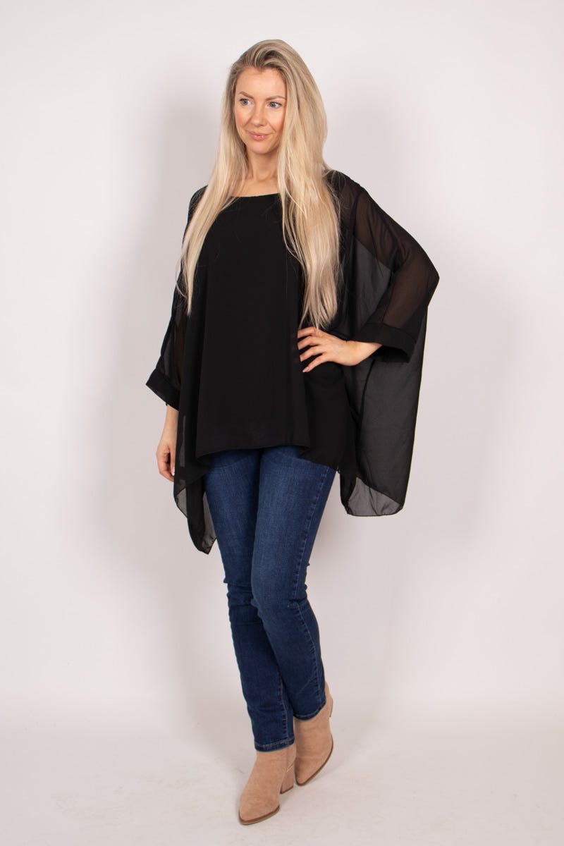 Batwing chiffon top Sort