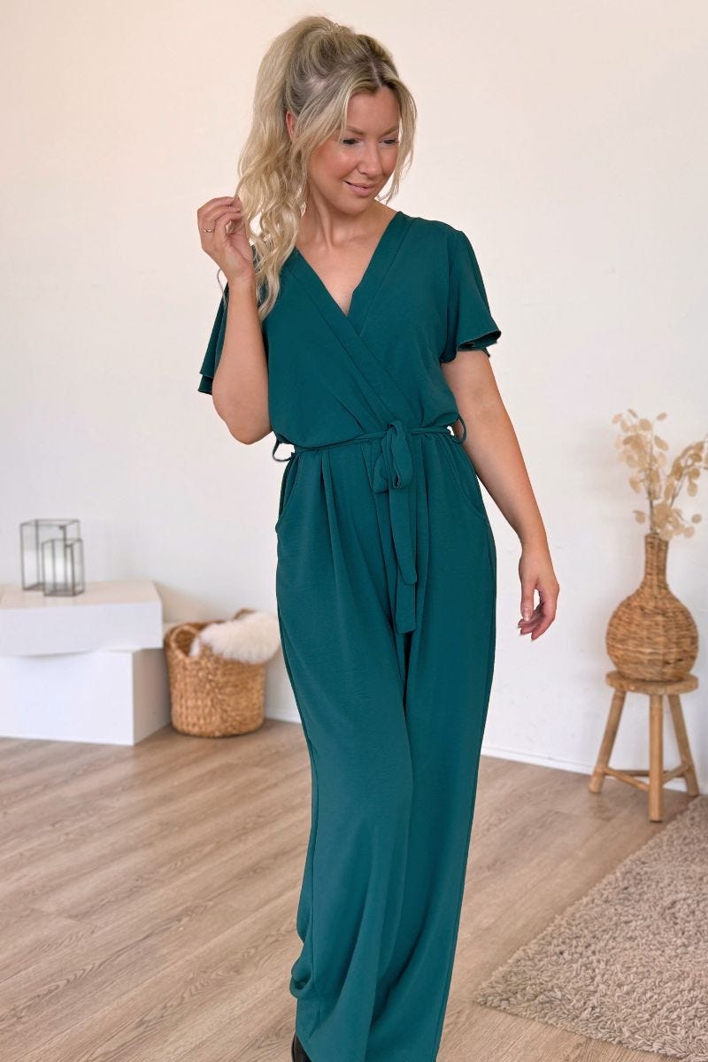 Jumpsuit m. flæseærme Aqua