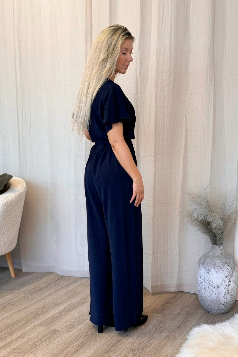 Jumpsuit mit Rüschenärmeln Marineblau