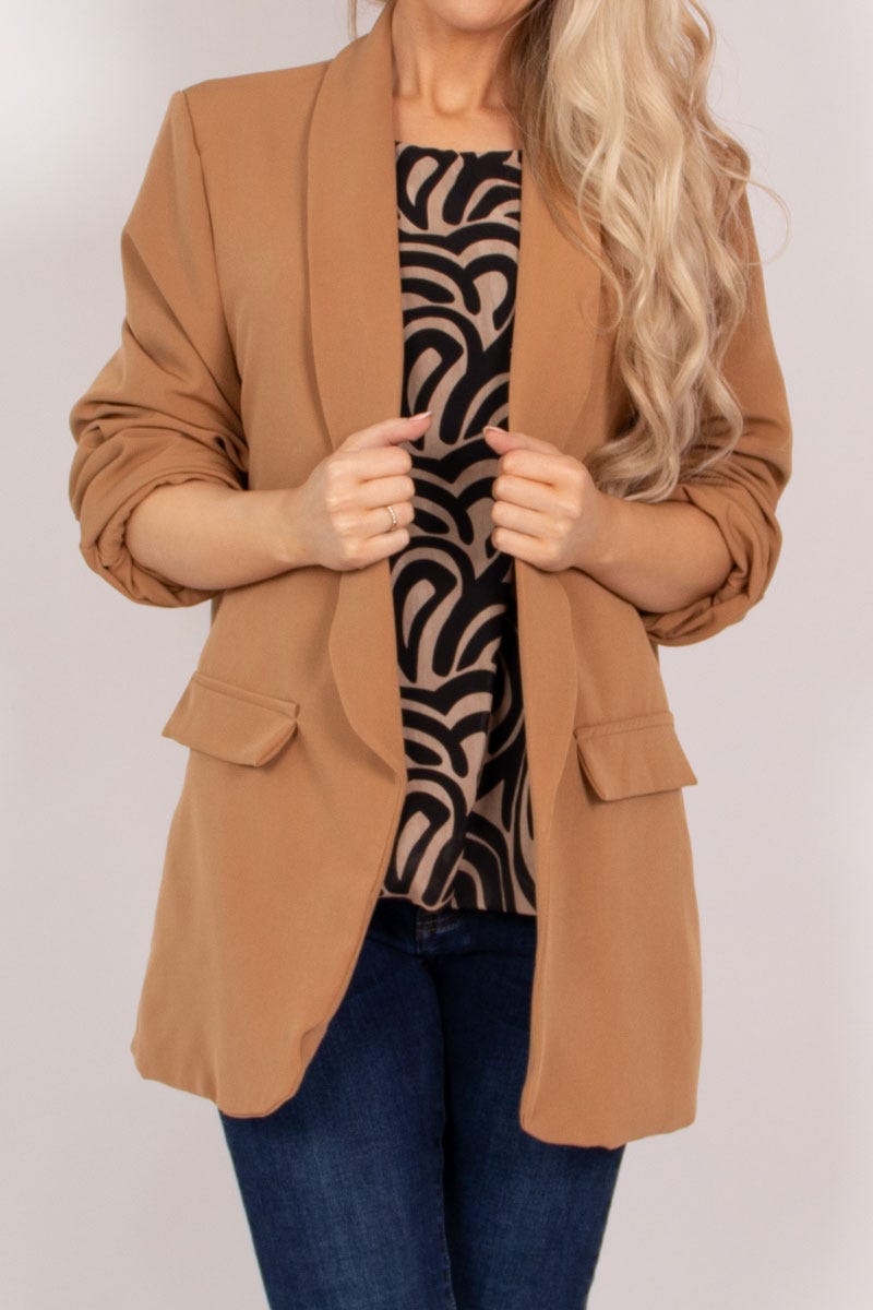 Blazer mit Faltendetails Camel