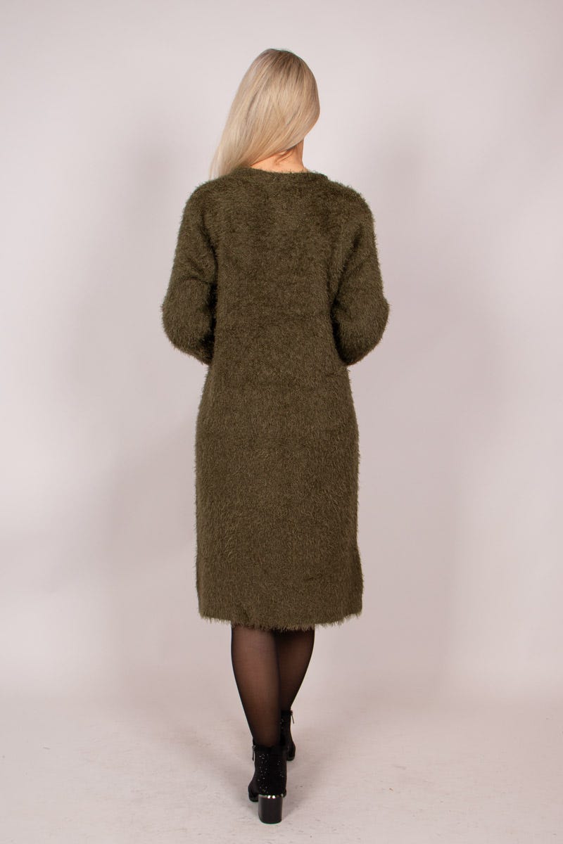 Lange Strickjacke mit Knöpfen Khaki