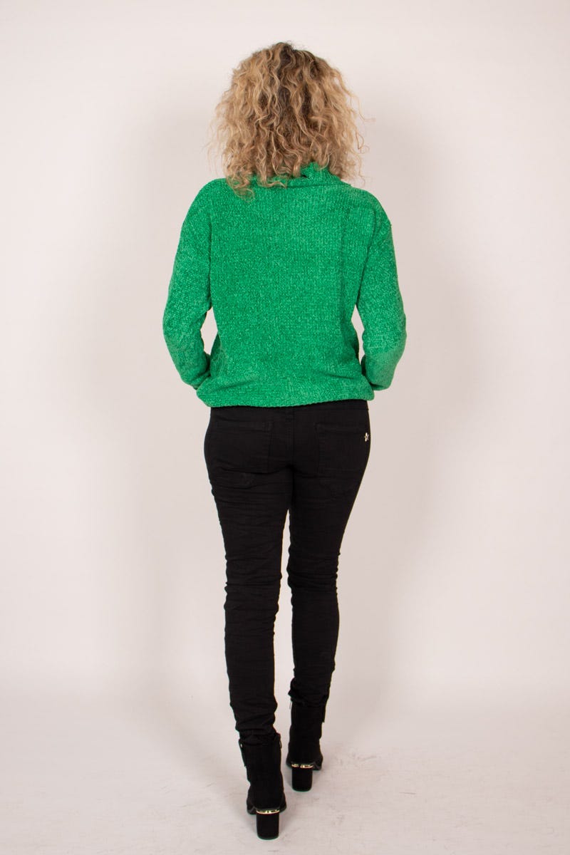 Chenille Pullover mit Rollkragen Grün