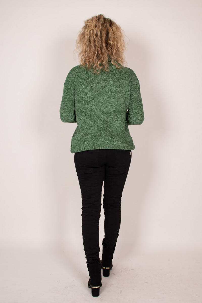 Chenille Pullover mit Rollkragen Khaki