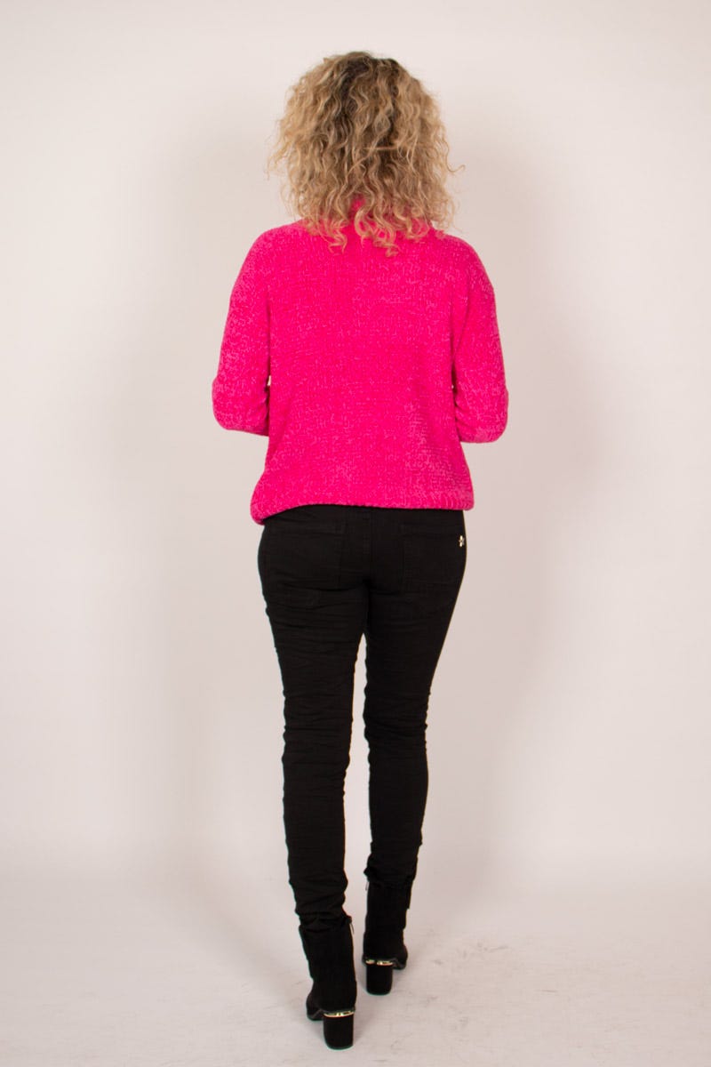 Chenille Pullover mit Rollkragen Pink