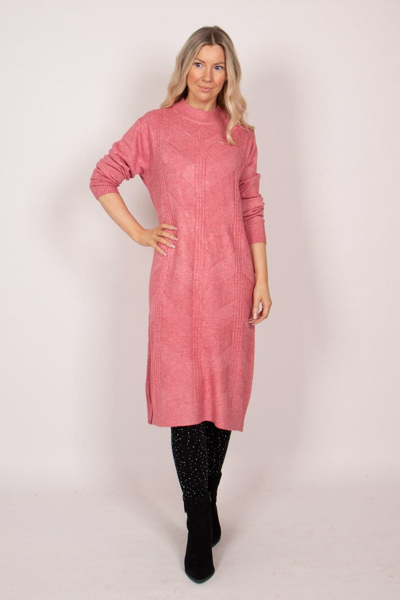 Strickkleid m. Fischgrätmuster Rosa