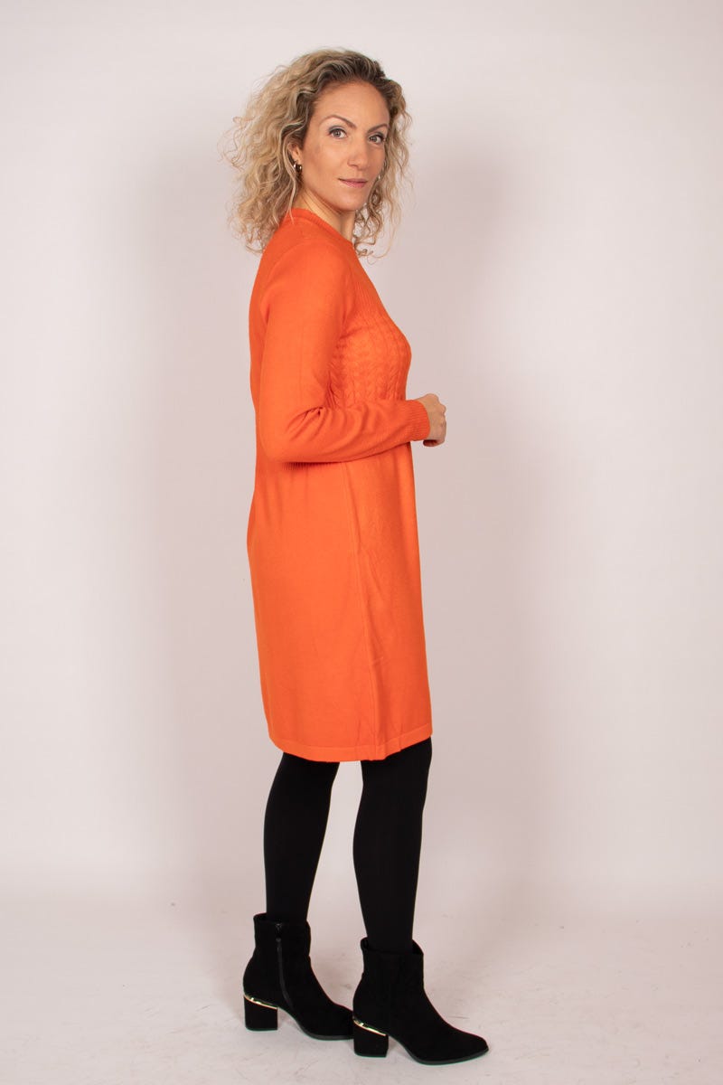 Strickkleid m. Kabelmuster Orange 