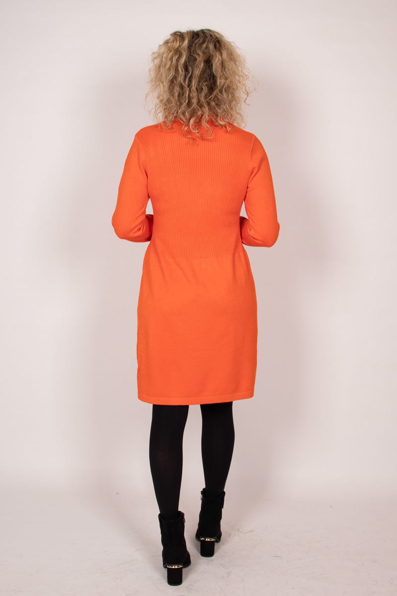 Strickkleid m. Kabelmuster Orange 