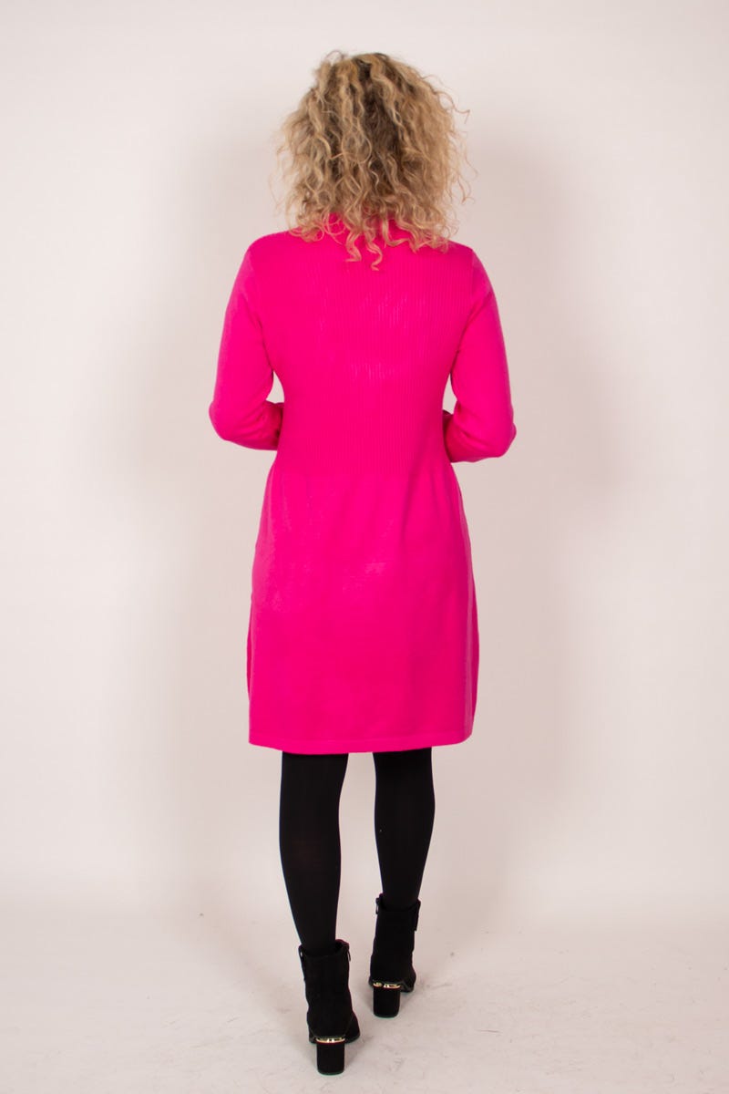 Strickkleid m. Kabelmuster Pink 