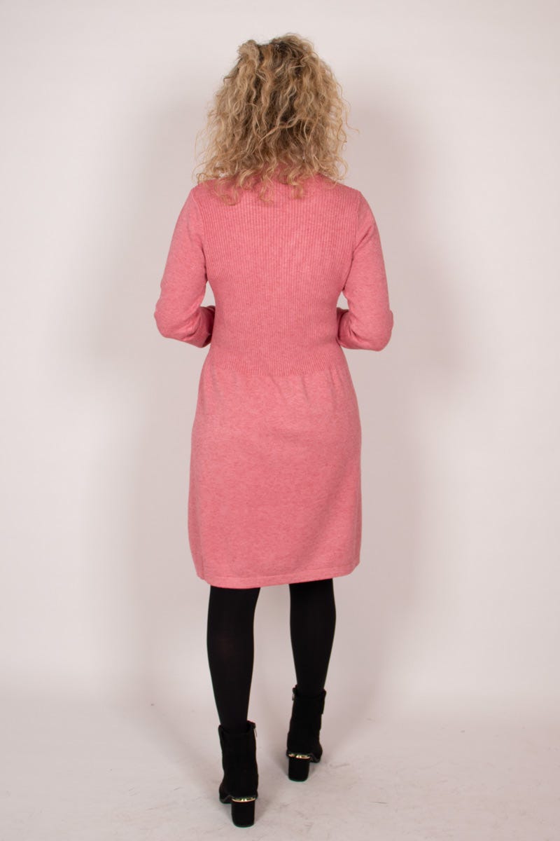 Strickkleid m. Kabelmuster Rosa