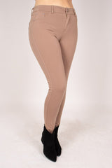 Slim Fit Hose mit Glitzerknöpfen Taupe