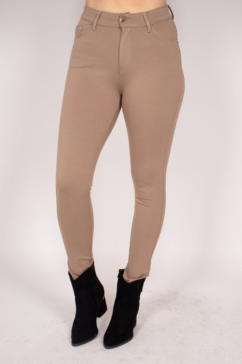 Push-Up Slim Fit Hose Taupe