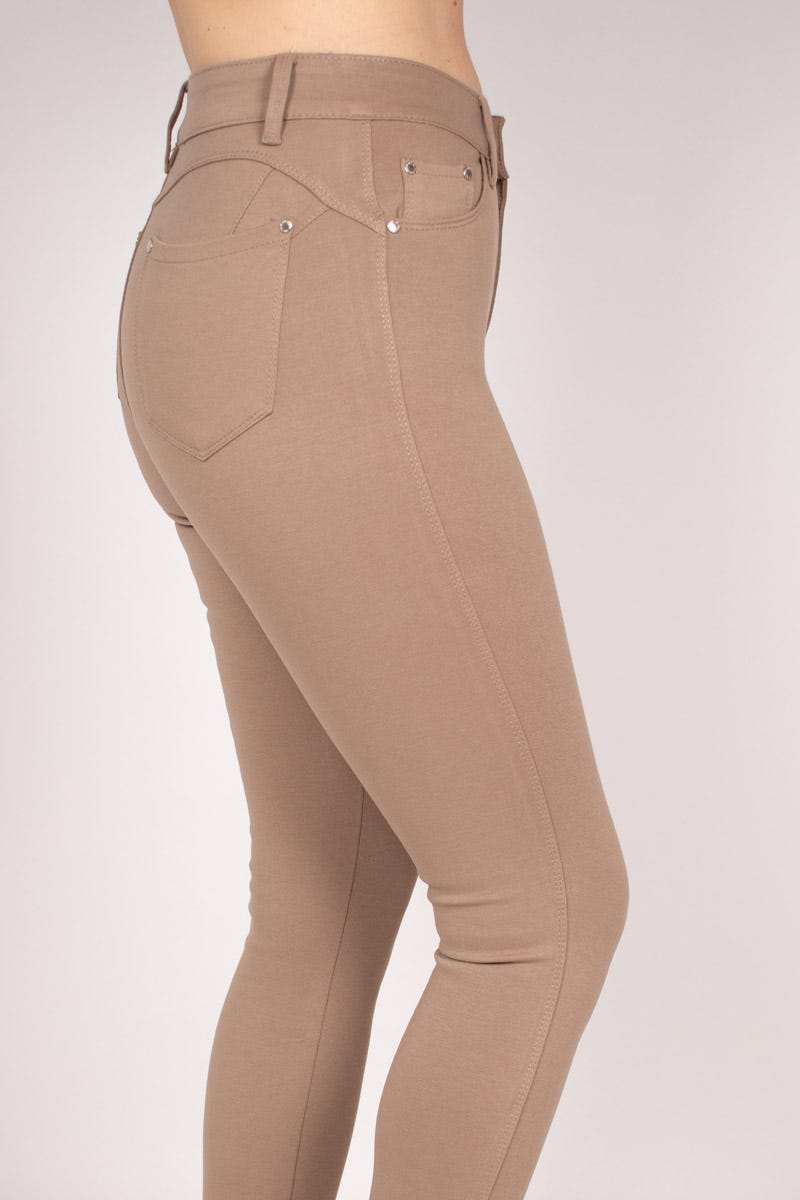 Push-Up Slim Fit Hose Taupe