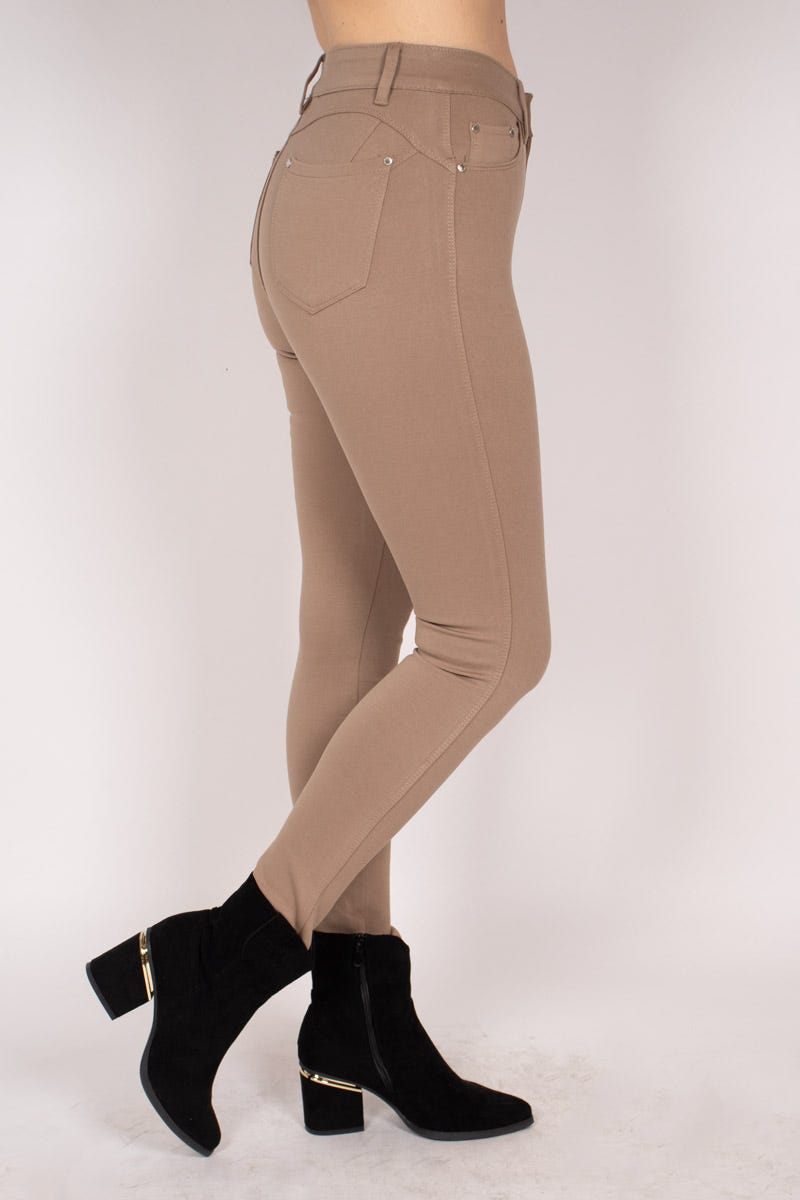 Push-Up Slim Fit Hose Taupe