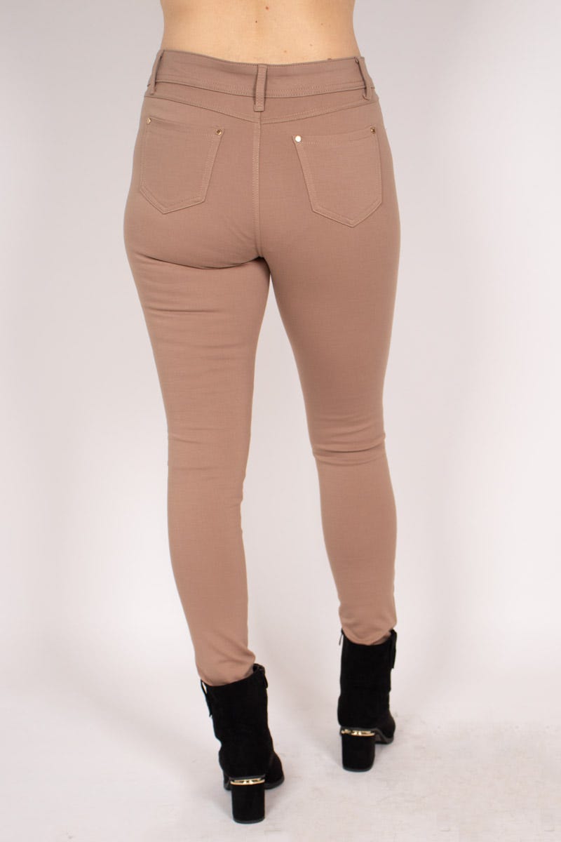 Slim Fit Hose mit drei Reißverschlüssen Taupe