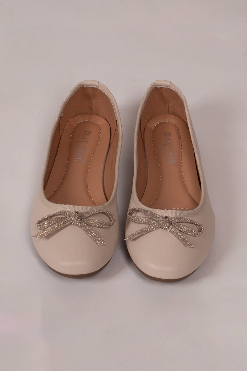 Ballerinas mit Glitzerschleife Beige