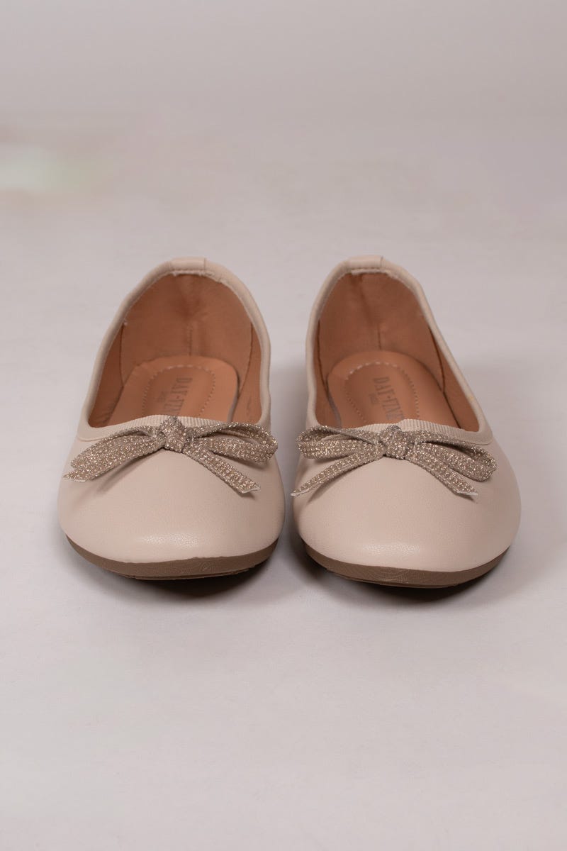 Ballerinas mit Glitzerschleife Beige