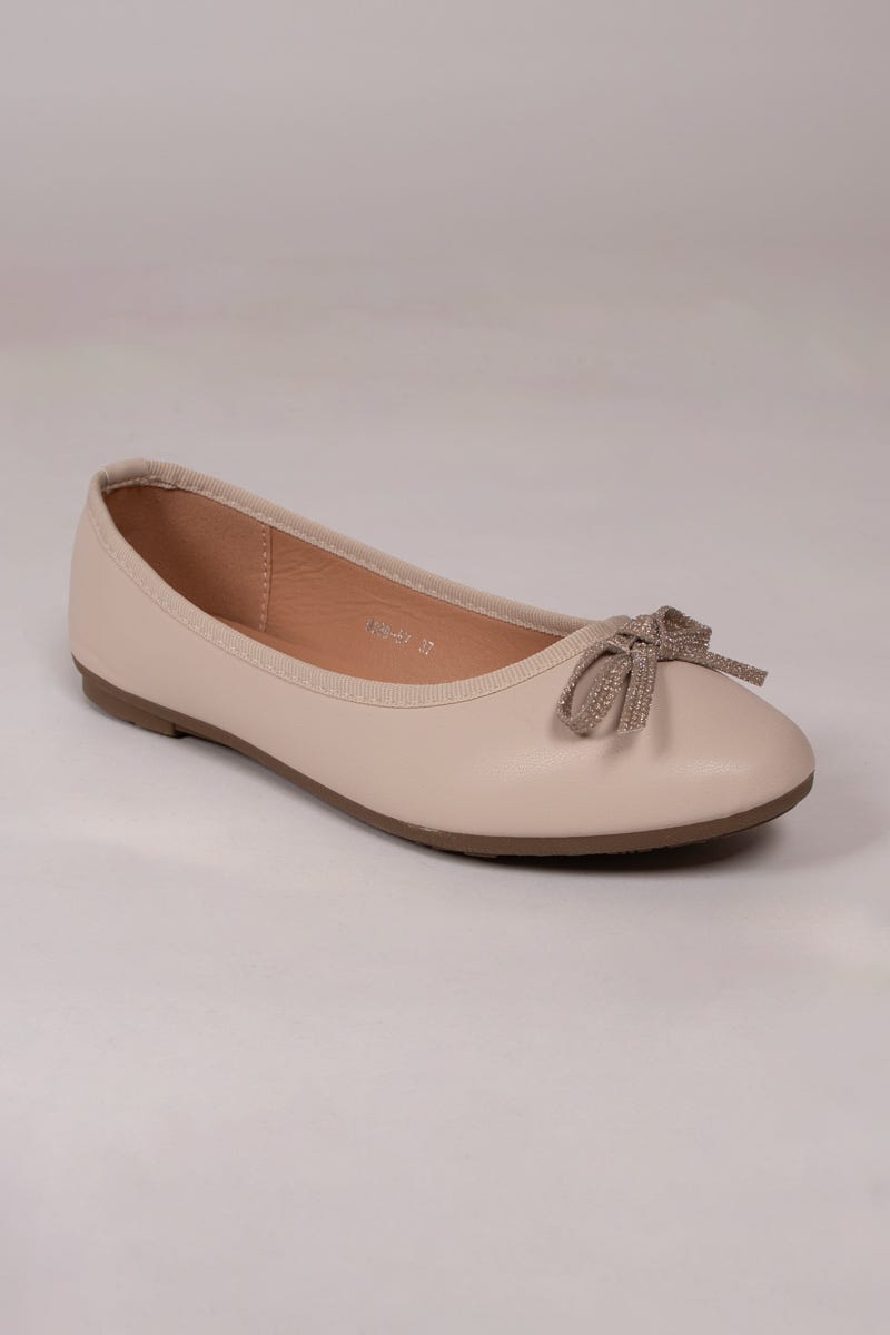 Ballerinas mit Glitzerschleife Beige