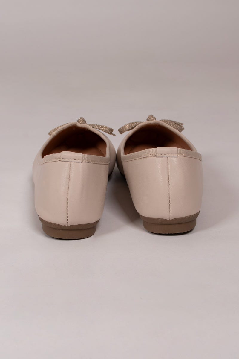 Ballerinas mit Glitzerschleife Beige