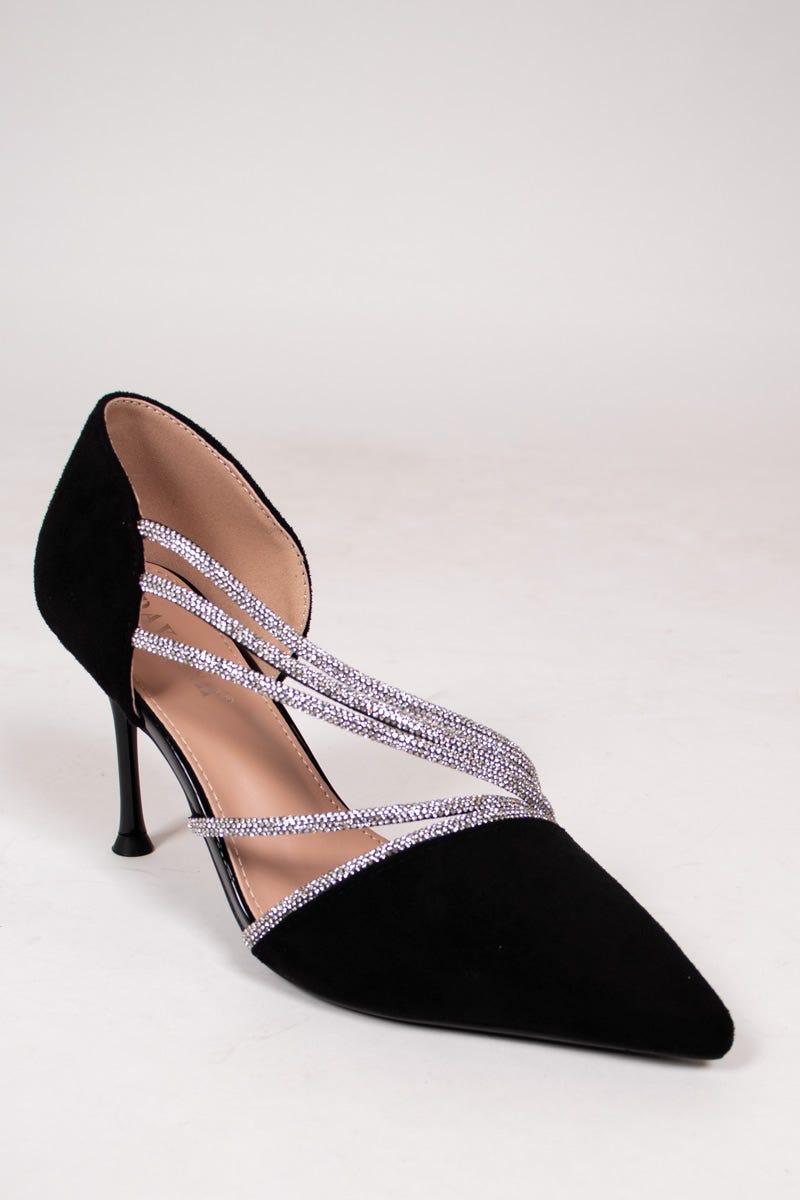 High Heels mit Similisteinchen Schwarz