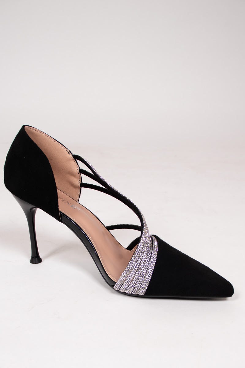 High Heels mit Similisteinchen Schwarz