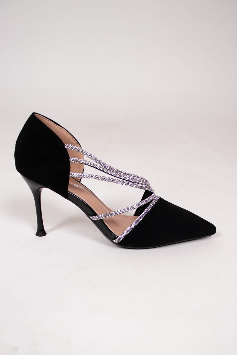 High Heels mit Similisteinchen Schwarz