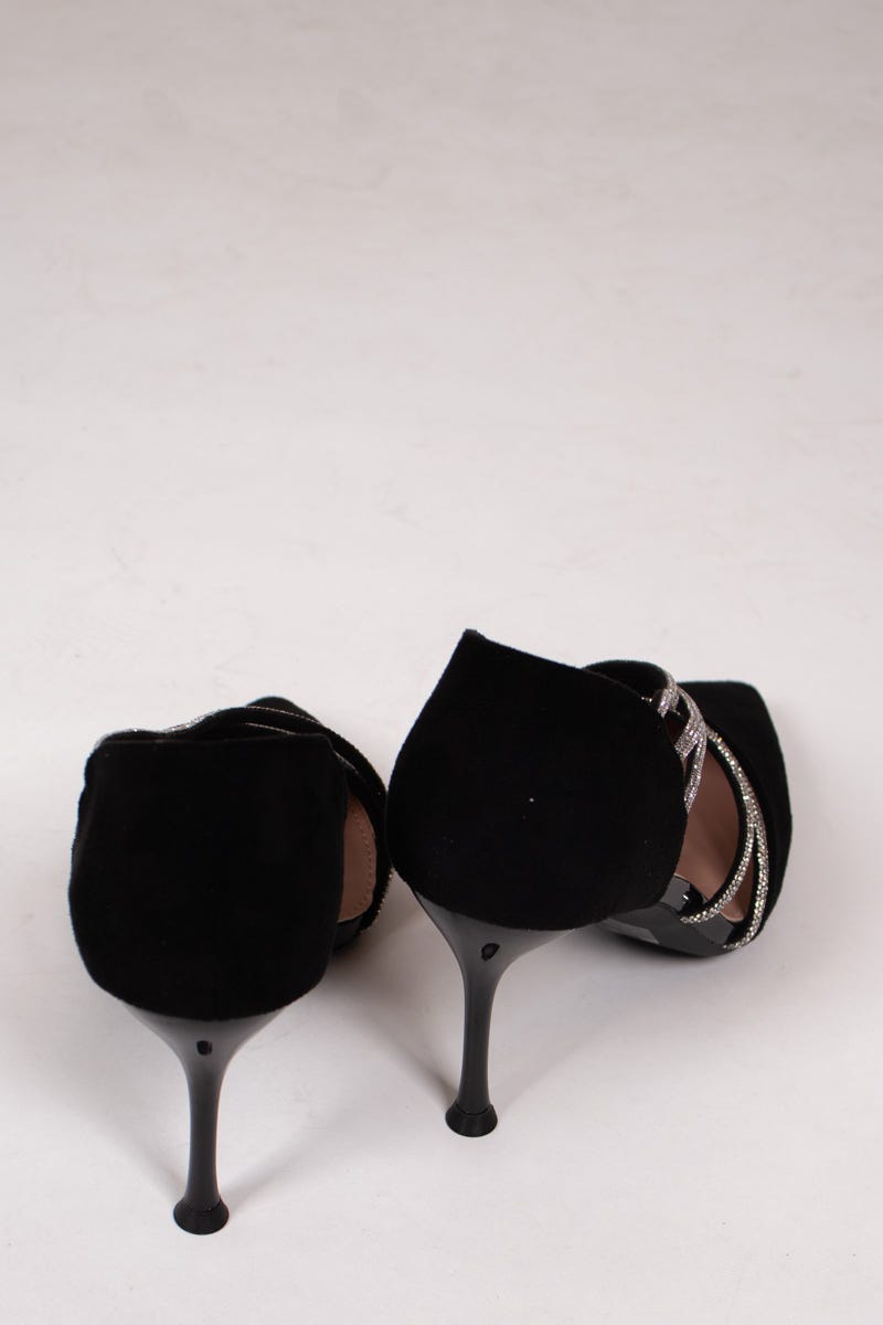 High Heels mit Similisteinchen Schwarz