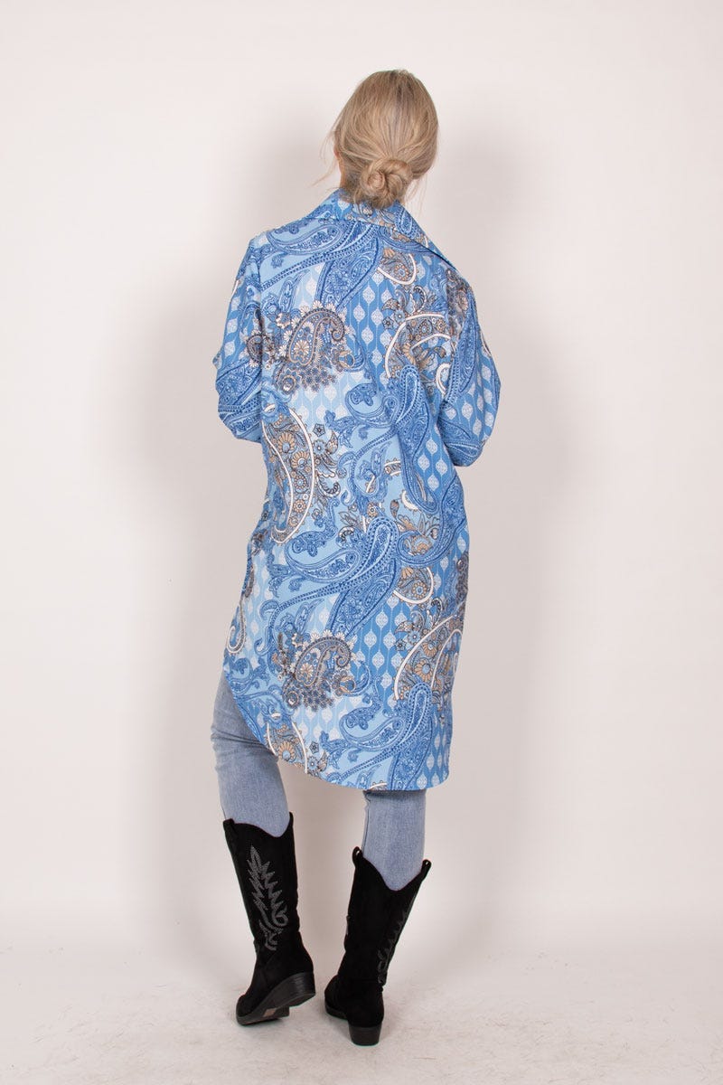 Tunika mit Kragen und Paisley-Muster Blau