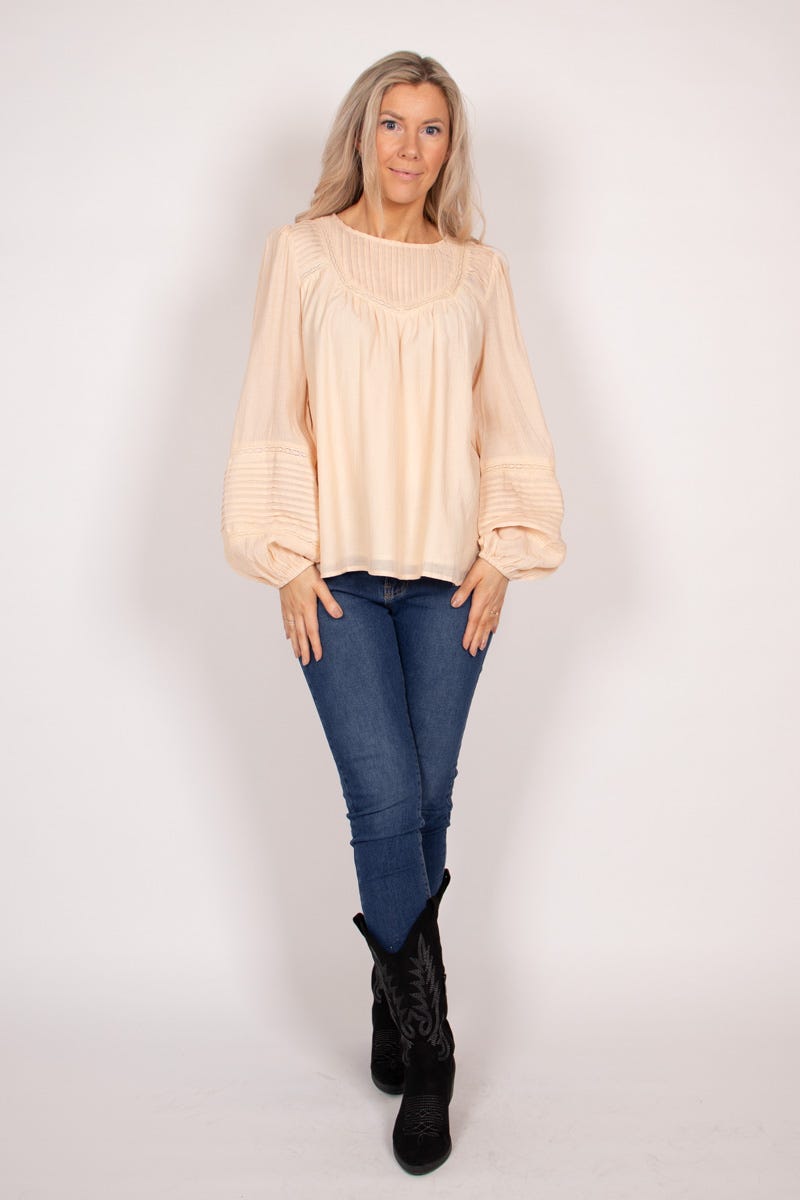 Bluse mit Spitzen Beige