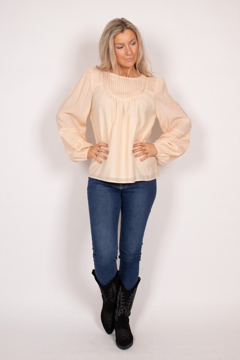 Bluse mit Spitzen Beige