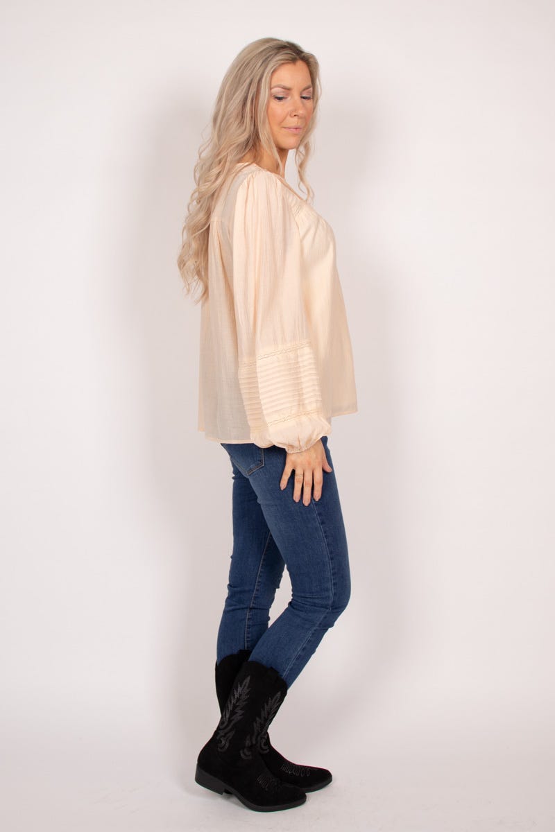 Bluse mit Spitzen Beige