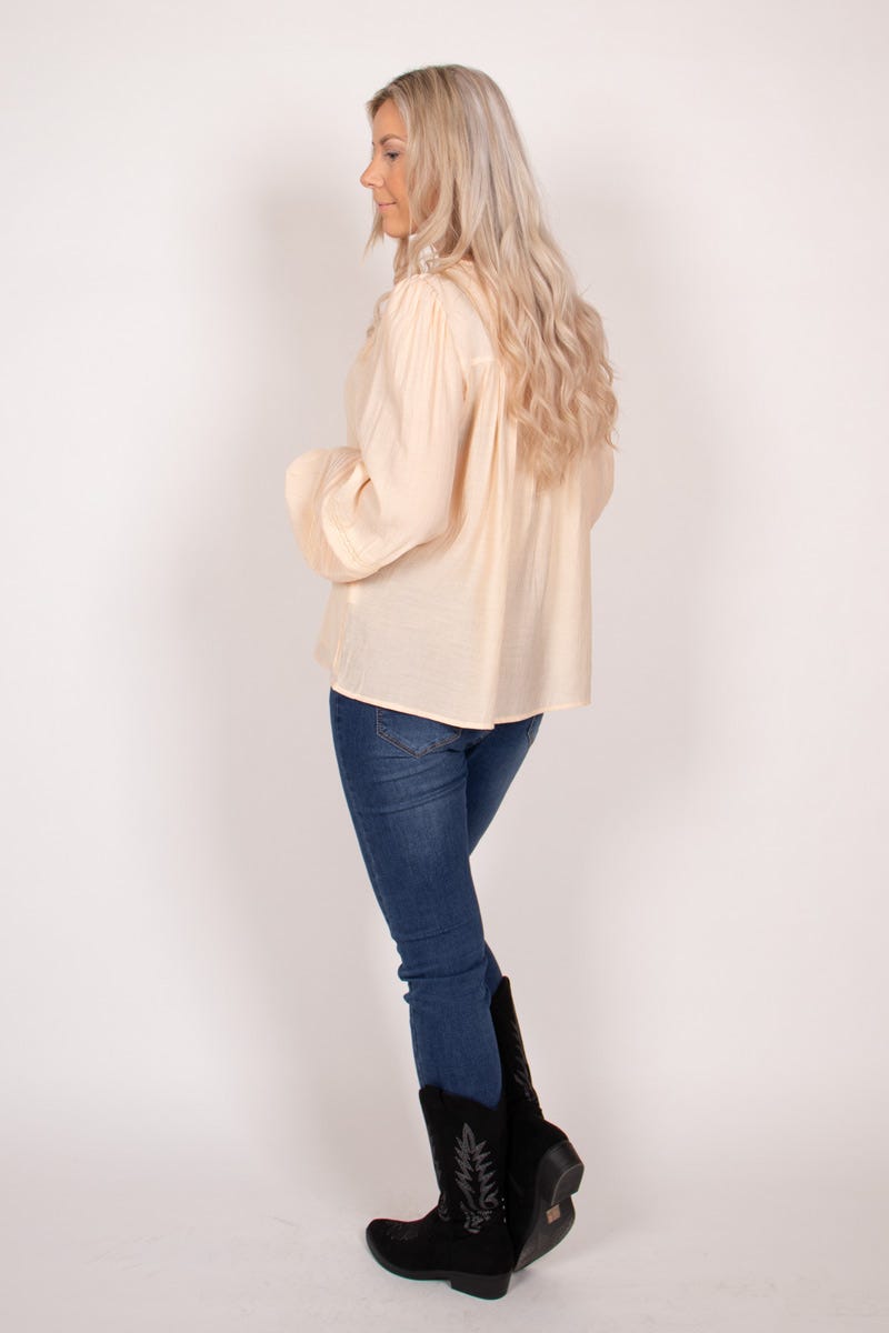 Bluse mit Spitzen Beige